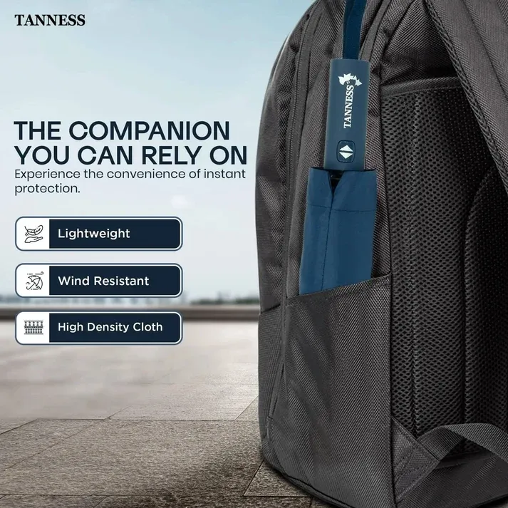 Windproof Compact Umbrella – 10 reinforced ribs flex in strong gusts without flipping. Water-repellent canopy sheds rain instantly – stay dry from your front door to the high street!