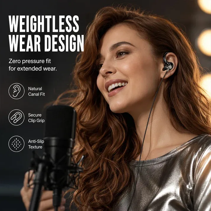 Bluetooth Karaoke Headset with Secure Collar Spring Clip