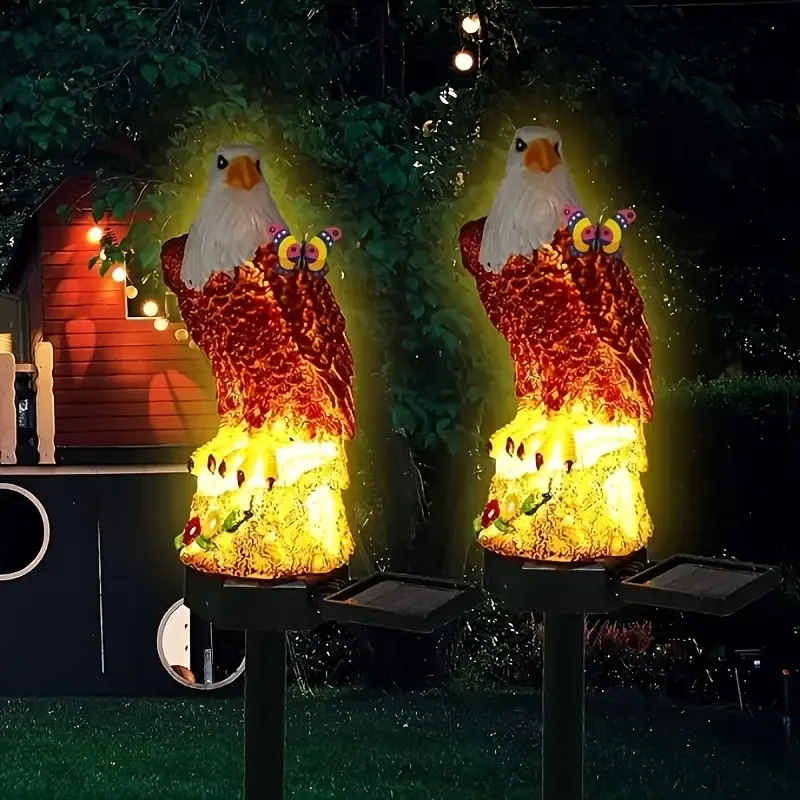 Solar-powered eagle ground plug lights