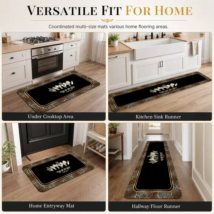 Geometric Flannel Door Mat – Water & Oil Absorbing Doormat for Kitchen, Bathroom & Entryway