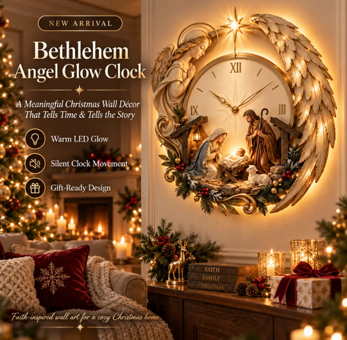 Glow Clock Bethlehem Angel Nativity