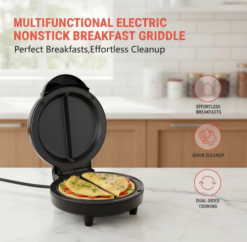 Multifunctional electric breakfast plate with non-stick coating