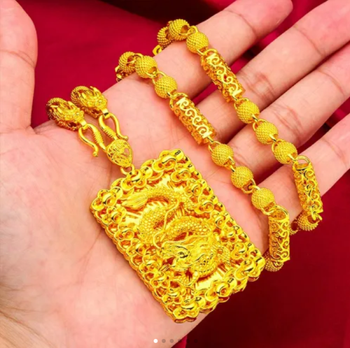 Dragon head imitation gold necklace