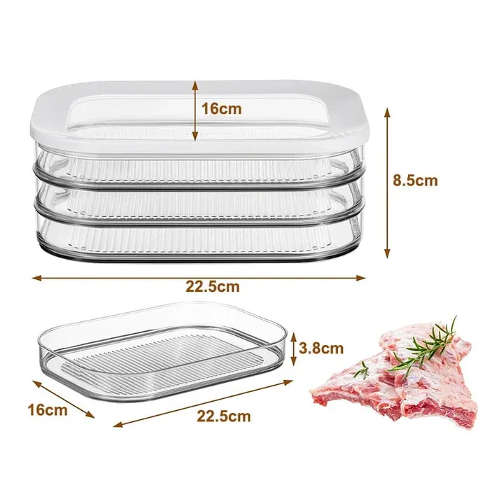 6-piece set (3 large + 3 small)Layer Reusable Food Storage Containers with Lid Clear Fridge Crisper