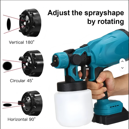 High-voltage rechargeable lithium-ion spray paint 800ml industrial spray paint and household DIY tool electric spray gun with 2 Batteries