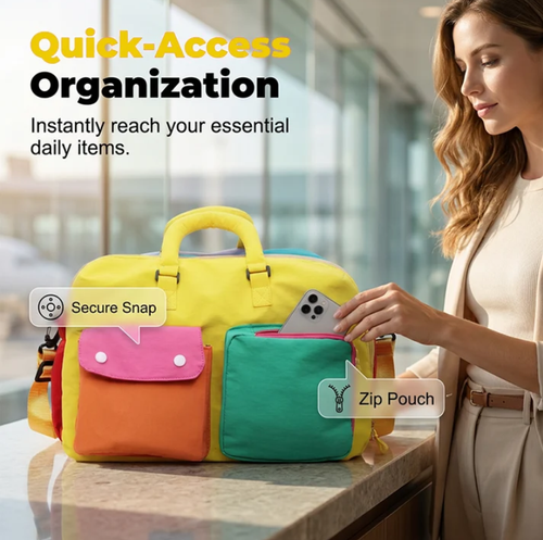 Casual Color Block Overnight Bag – Spacious & durable – Perfect for gym, travel or weekend trips – lightweight with carry handles