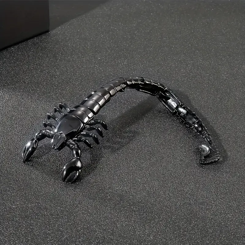 Men's Retro Punk Motorcycle Bracelet - Bold Black Scorpion Design, Alloy Fashion Accessory, European and American Style, Bold