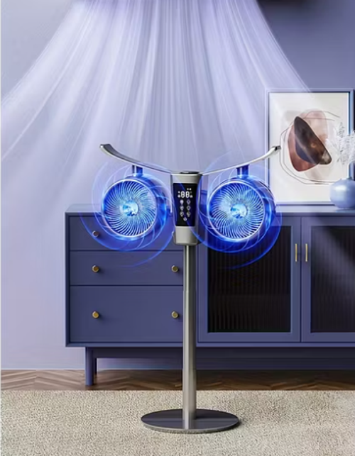 AI Voice Control humidifying air circulation fan, household electric fan, floor fan, smart voice-controlled inverter fan, tablestanding dual-purpose fan