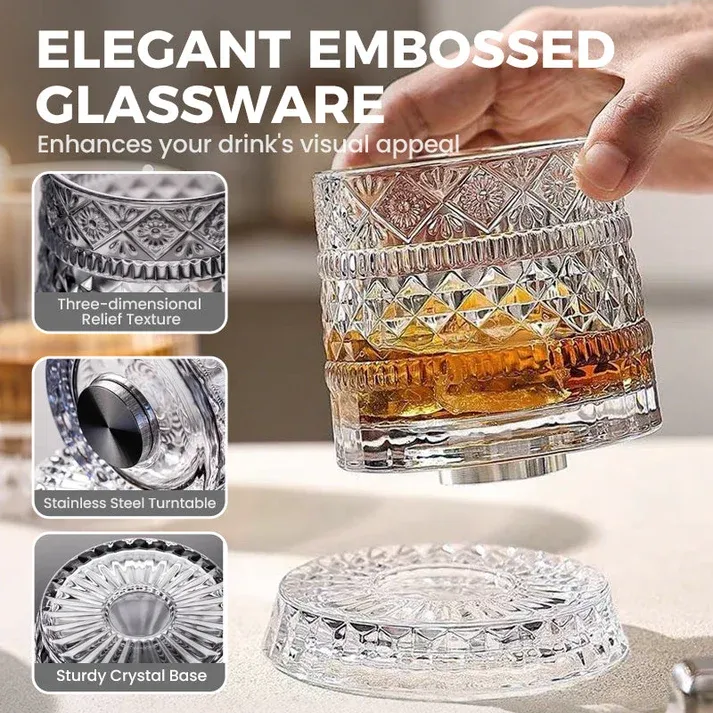 2 pc Uniquerotating drinking glass | ✨ Visually spectacular | 🎁 Perfect gift for whiskey lovers