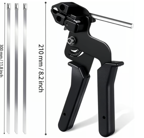 Stainless Steel Cable Tie Gun with Metal Zip Ties（100 stainless steel cable ties）