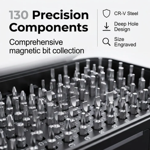 130-in-1 Magnetic Precision Screwdriver Set with Portable Storage Case