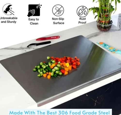 Cutting Board – Resists rust, scratches & bacteria. Easy to wipe, stays like new. Perfect for daily meal prep. 🥩🍽️