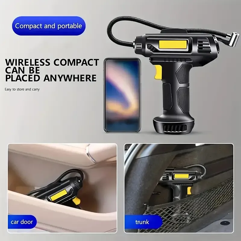 Super Fast Tire Inflator, Portable Air Compressor and Inflator, Handheld Electric Pump with Digital Display, USB Rechargeable, 18650 Lithium Battery, ABS Material, Suitable for Cars, Motorcycles, Bicycles, Sports Balls