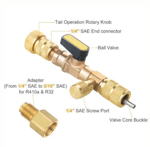 AC Valve Core Removal Tool with SAE 1 4 & 5 16 Port