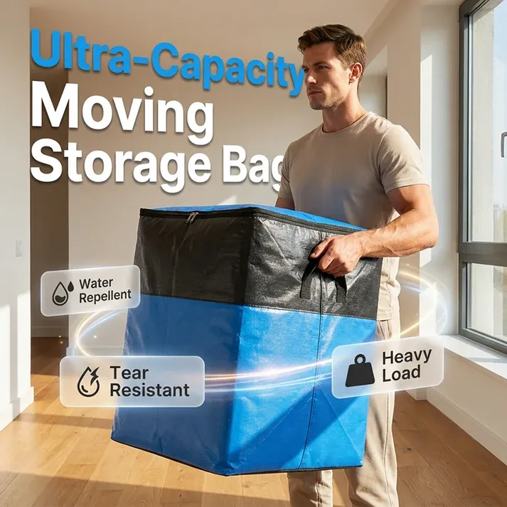 2PC Collapsible Storage and Moving Bag – Heavy-duty handles & zippered closure