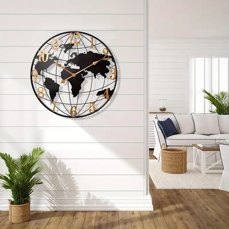 Large World Map Wall Clock 24 inches 60 inside