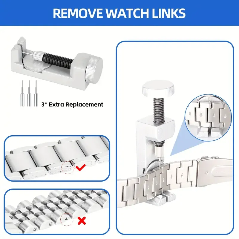 210pcs Watch Repair Kit, Professional Watch Repair Tool, Watch Battery Replacement Tool Kit, Professional Spring Bar Tool Set, Watch Band Link Pin Tool Set With Carrying Case