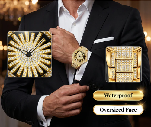 Men's Iced-Out Rotating Dial Watch