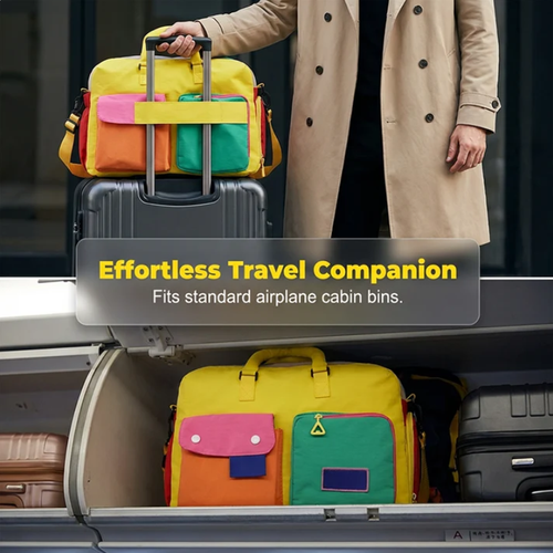 Casual Color Block Overnight Bag – Spacious & durable – Perfect for gym, travel or weekend trips – lightweight with carry handles