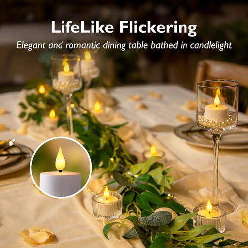 Rechargeable Flameless Tea Lights with Remote & Timer