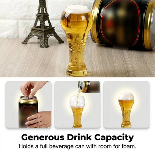 Large Capacity Ornate Embossed Beer Glass2pc