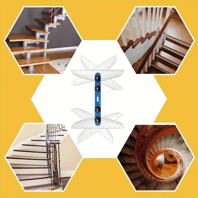 Stair Treads Gauge Template Tool - The Ultimate Stair Jig and Measuring Tool for Cutting Perfect Stairs, Risers, Shelves, and Drywall - 11.4In to 60.7In Range - Durable Design - Ideal Gift for DIYers