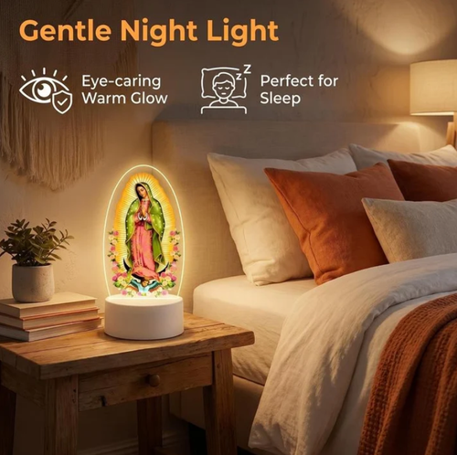 🙏Inspiring acrylic LED night light✝️Prayer lamp with image of the Virgin Mary
