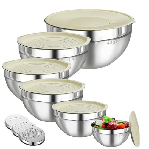 6-piece stainless steel bowl set with lids