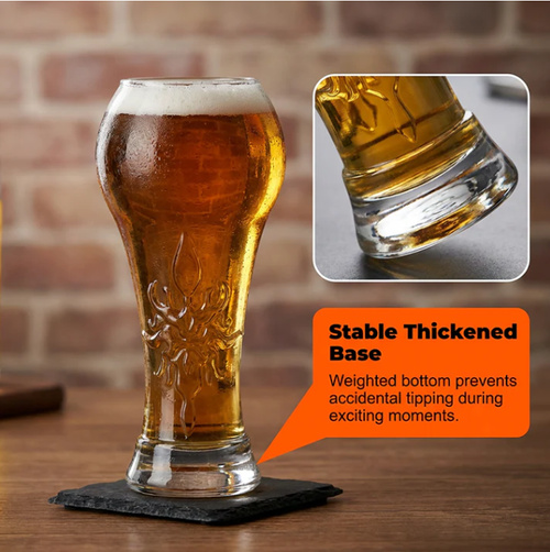 Large Capacity Ornate Embossed Beer Glass2pc