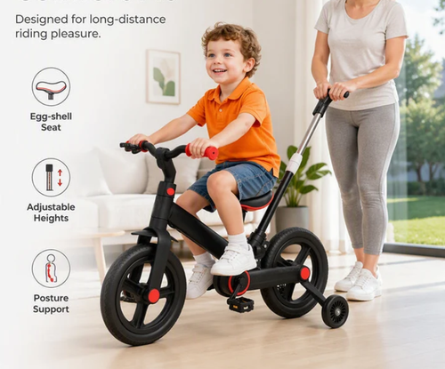4-in-1 Verwandelbares Kinder-Dreirad, Laufrad & Kinderwagen