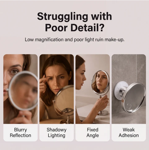 10x Magnifying Makeup Mirror with LED Light and Suction Cup