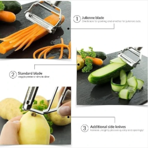 SwiftPeel – 3 in 1 Stainless Peeler | Sharp Blades, Anti-Rust | For Quick, Clean Prep