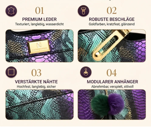 Elegant Snake-Look PU Leather Tote Bag - Premium Handbags