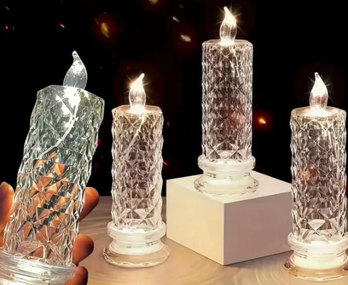 Electronic candles, birthday and wedding candles, rose-patterned plastic LED decorations, LED props, LED tabletop displays.