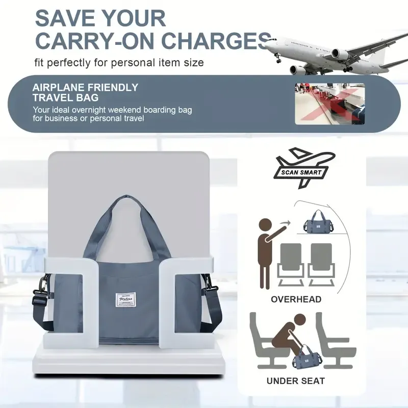 Ladies' Large Gym Tote Bag - Durable, Stylish Travel Duffle Bag for Airplane, Beach, Overnight Trips