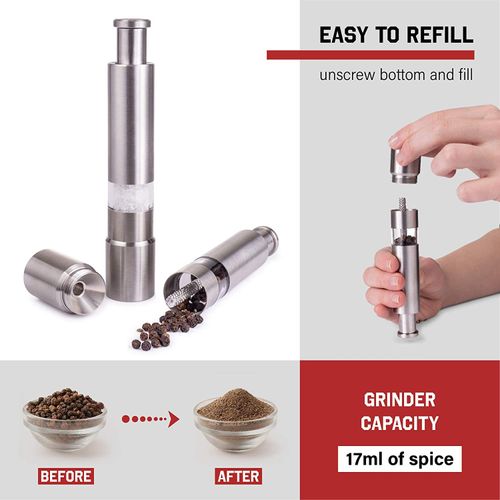 Stainless steel manual pepper grinder with stand set kitchen household tool metal material classic design grinder