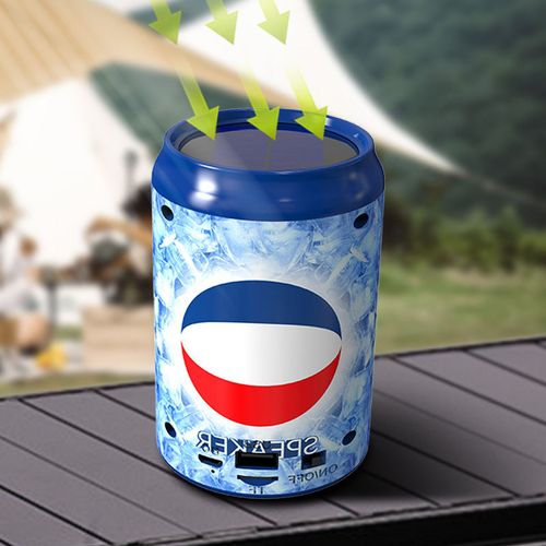DC-16 Coca-Cola Can Design 5W Solar Portable Outdoor Wireless FM Radio Bluetooth Auxiliary TF USB Party RGB Speaker with Flashlight