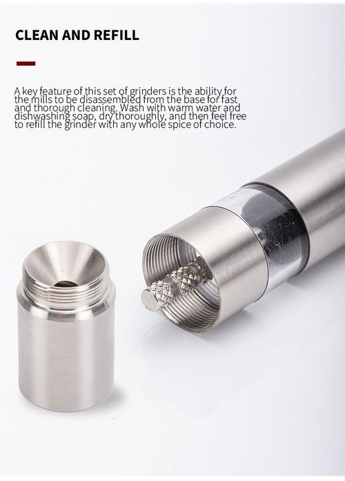 Stainless steel manual pepper grinder with stand set kitchen household tool metal material classic design grinder