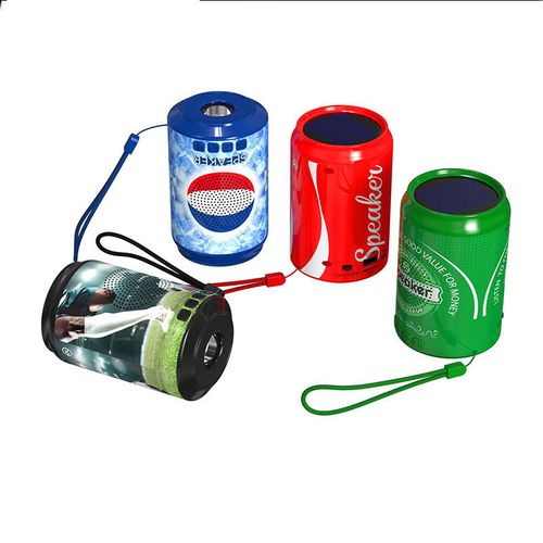 DC-16 Coca-Cola Can Design 5W Solar Portable Outdoor Wireless FM Radio Bluetooth Auxiliary TF USB Party RGB Speaker with Flashlight