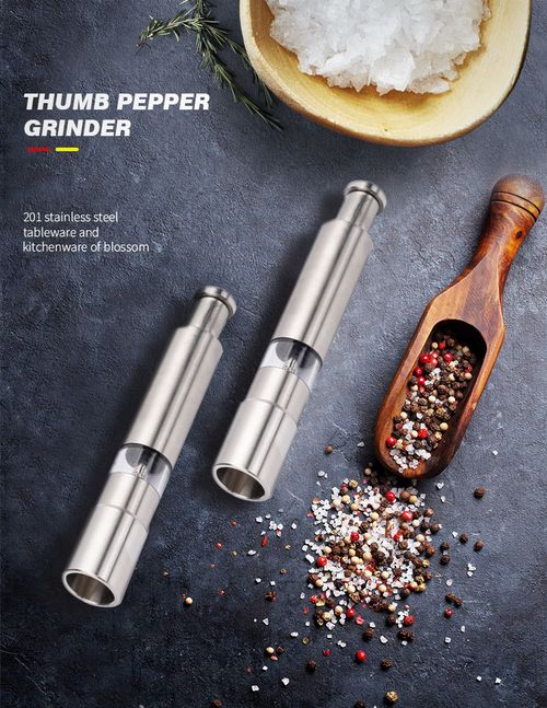 Stainless steel manual pepper grinder with stand set kitchen household tool metal material classic design grinder