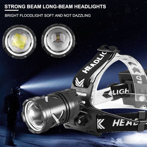 3514 p70 LED flashlight with 18650 battery head, rechargeable, C-type charging, 300-metre range, 1500-millimetre switch headlight