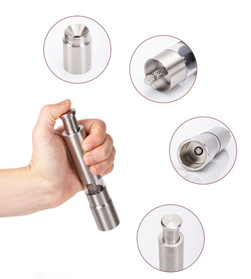 Stainless steel manual pepper grinder with stand set kitchen household tool metal material classic design grinder