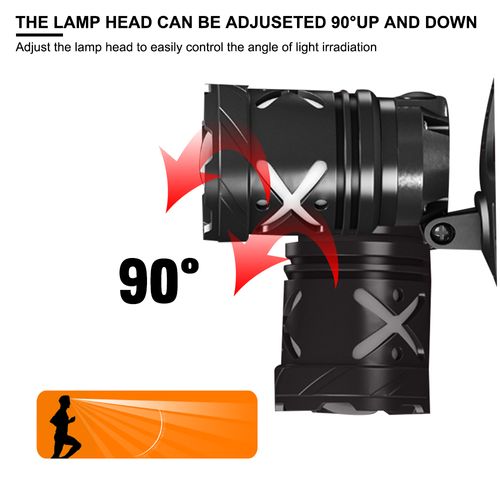 3514 p70 LED flashlight with 18650 battery head, rechargeable, C-type charging, 300-metre range, 1500-millimetre switch headlight