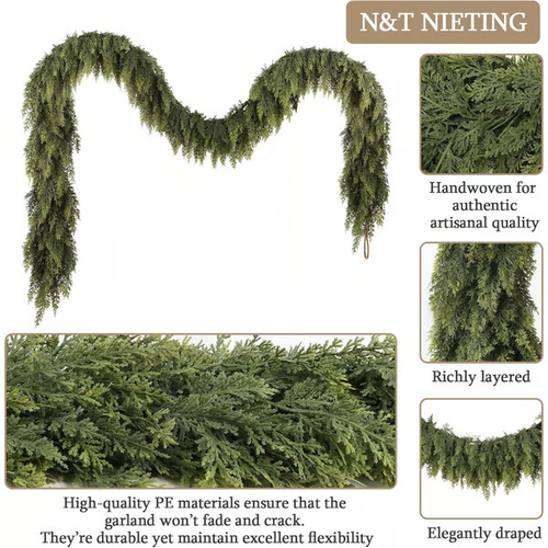 🎅⛄2Pcs Pre-lit Christmas Cedar Garland🎄(5.9ft)