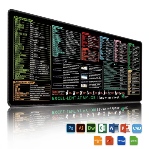 Excel Cheat Sheet Desk Mat