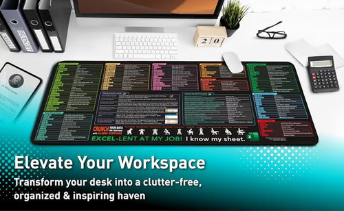 Excel Cheat Sheet Desk Mat