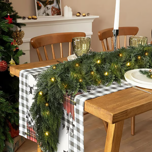 🎅⛄2Pcs Pre-lit Christmas Cedar Garland🎄(5.9ft)