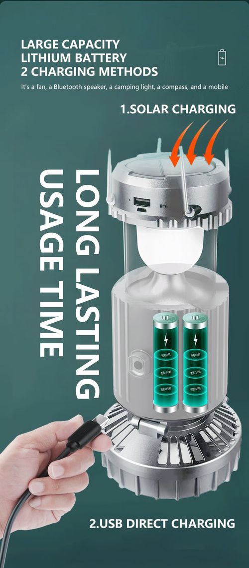 🔥🔥All-in-one solar portable desk lamp upgrade version, equipped with a three-speed fan and LED lamp, with 30,000 mAh ultra-energy-saving design