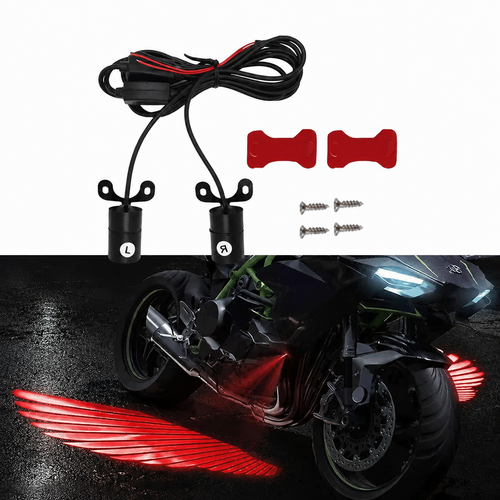 Motorcycle Angel Wings LED Projection Ground Light, Flying Wing Pattern Decor Lamp Fit for Motorbikes and Electric Scooters Night Modification