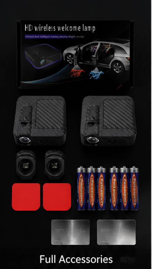 Premium Carbon Fiber Wireless Car Welcome Projector Lights, High Definition Ghana Flag Projection Lamp With Durable Sensor & Complete Gift Box Accessories For Luxury Car Refit